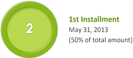 1st Installment May 31, 2013 (50% of total amount)