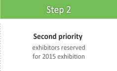 Step 2 Second priority : exhibitors reserved for 2014 exhibition